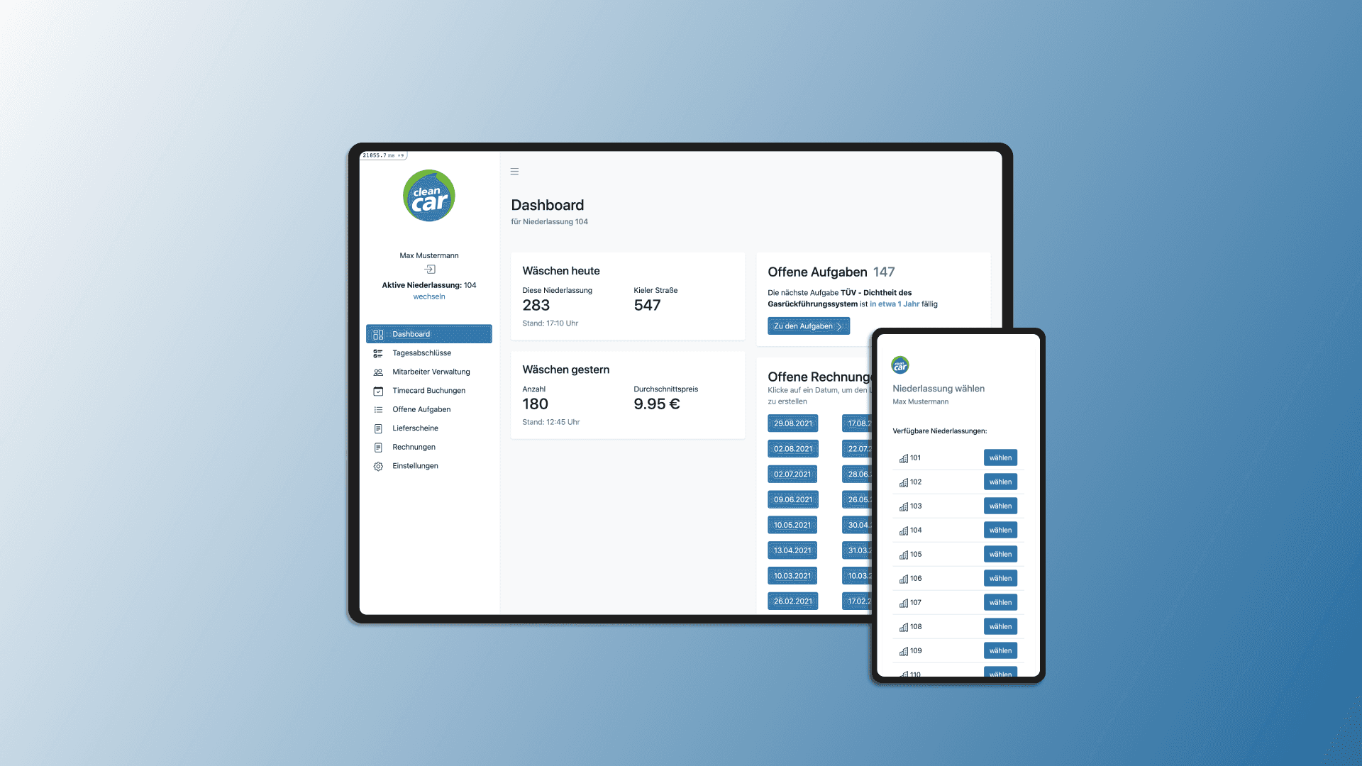 CleanCar Web App